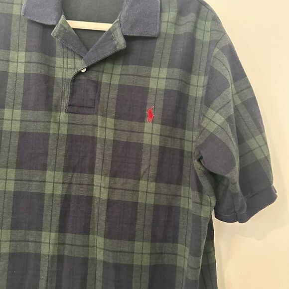 Vintage Polo Ralph Lauren Blackwatch Plaid Polo Shirt L - Picture 2 of 6